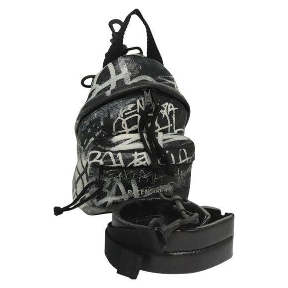 BALENCIAGA Graffiti Explorer Mini Shoulder Bag Bag Black 656060 Auth ar13602V