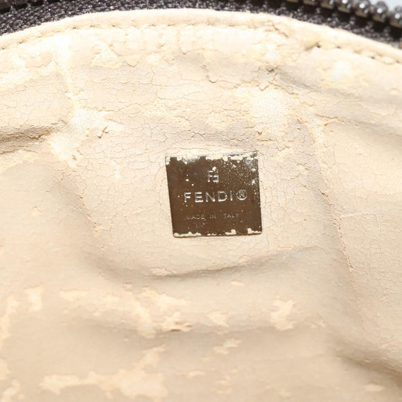 FENDI Zucca Canvas Pouch Black Brown Silver Auth ar13615