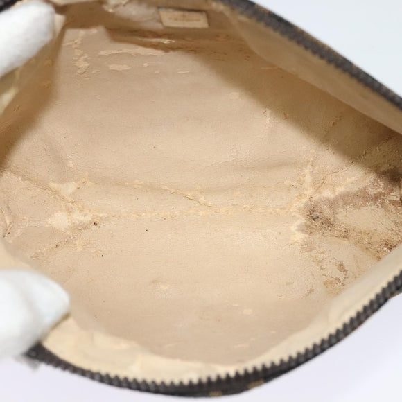 FENDI Zucca Canvas Pouch Black Brown Silver Auth ar13615