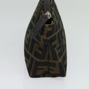 FENDI Zucca Canvas Pouch Black Brown Silver Auth ar13615-3