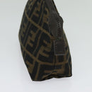 FENDI Zucca Canvas Pouch Black Brown Silver Auth ar13615-4