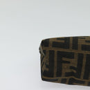 FENDI Zucca Canvas Pouch Black Brown Silver Auth ar13615-7