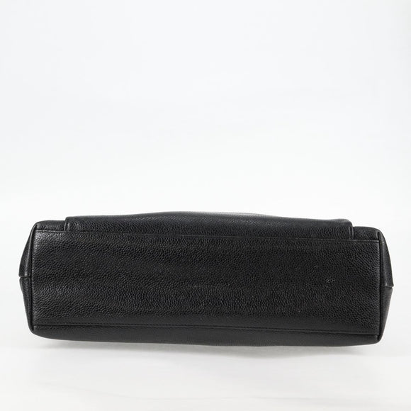 CHANEL COCO Mark Chain Shoulder Bag Caviar Skin Black Gold CC Auth ar13626