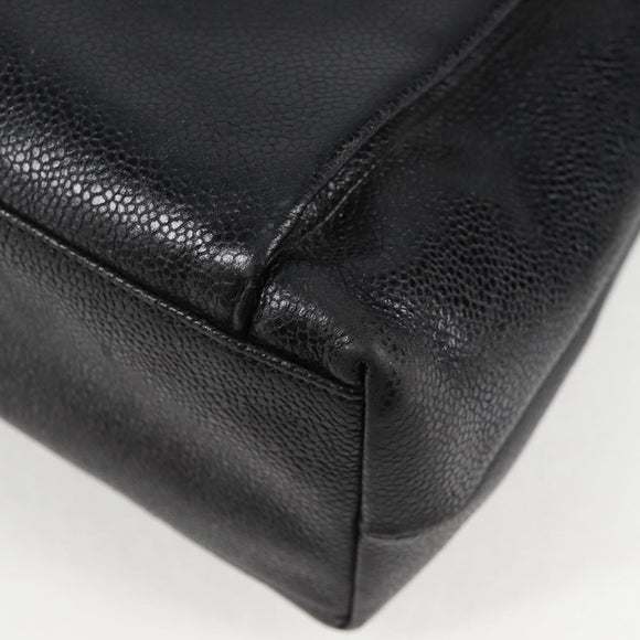 CHANEL COCO Mark Chain Shoulder Bag Caviar Skin Black Gold CC Auth ar13626