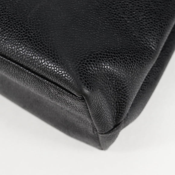 CHANEL COCO Mark Chain Shoulder Bag Caviar Skin Black Gold CC Auth ar13626