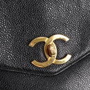 CHANEL COCO Mark Chain Shoulder Bag Caviar Skin Black Gold CC Auth ar13626-18