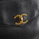 CHANEL COCO Mark Chain Shoulder Bag Caviar Skin Black Gold CC Auth ar13626-20