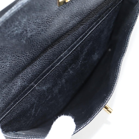 CHANEL COCO Mark Chain Shoulder Bag Caviar Skin Black Gold CC Auth ar13626