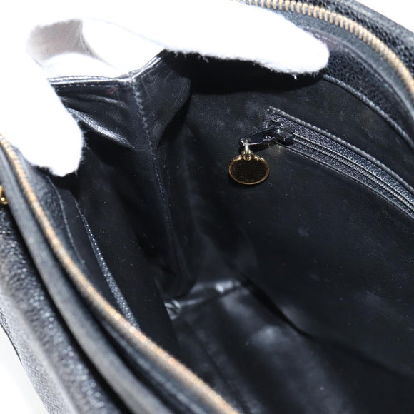 CHANEL COCO Mark Chain Shoulder Bag Caviar Skin Black Gold CC Auth ar13626