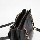 CHANEL COCO Mark Chain Shoulder Bag Caviar Skin Black Gold CC Auth ar13626-6