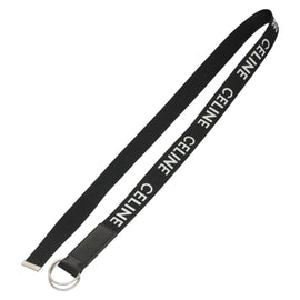 CELINE Double Ring Belt Canvas 45.3"" Black Auth ar13631