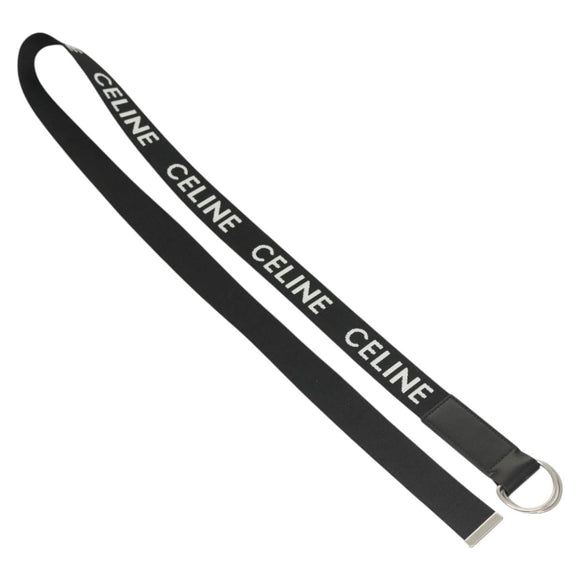 CELINE Double Ring Belt Canvas 45.3"" Black Auth ar13631