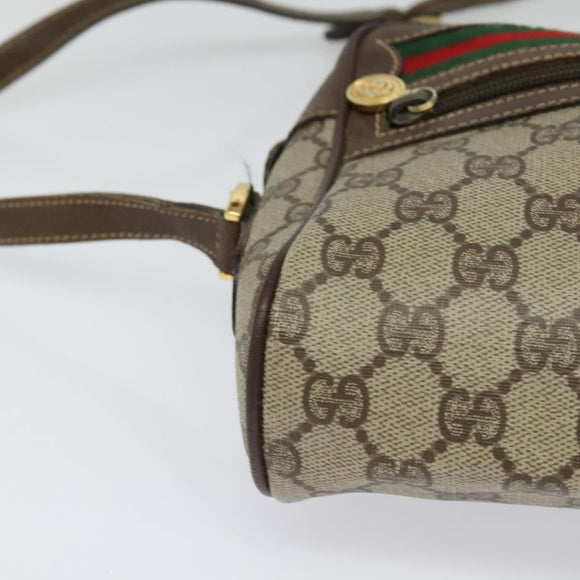 GUCCI GG Supreme Web Sherry Line Shoulder Bag PVC Beige 56 02 087 Auth ar13632