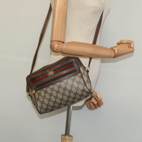 GUCCI GG Supreme Web Sherry Line Shoulder Bag PVC Beige 56 02 087 Auth ar13632