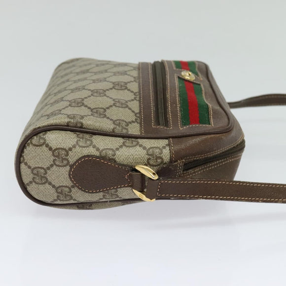 GUCCI GG Supreme Web Sherry Line Shoulder Bag PVC Beige 56 02 087 Auth ar13632