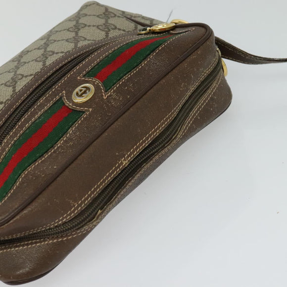 GUCCI GG Supreme Web Sherry Line Shoulder Bag PVC Beige 56 02 087 Auth ar13632