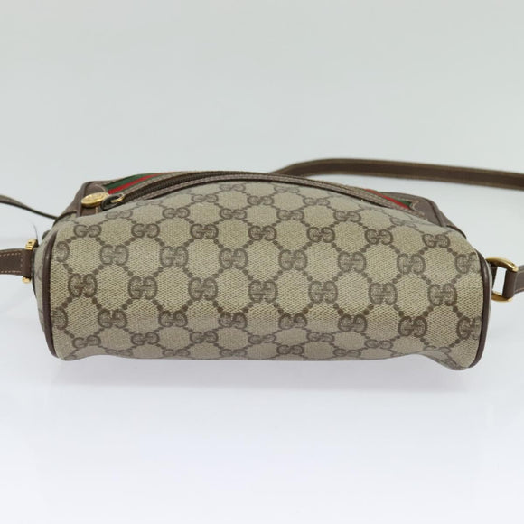 GUCCI GG Supreme Web Sherry Line Shoulder Bag PVC Beige 56 02 087 Auth ar13632