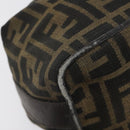 FENDI Zucca Canvas Hand Pouch BagBlack Brown Silver Auth ar13639-14