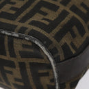 FENDI Zucca Canvas Hand Pouch BagBlack Brown Silver Auth ar13639-15