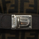 FENDI Zucca Canvas Hand Pouch BagBlack Brown Silver Auth ar13639-17
