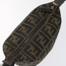 FENDI Zucca Canvas Hand Pouch BagBlack Brown Silver Auth ar13639-9