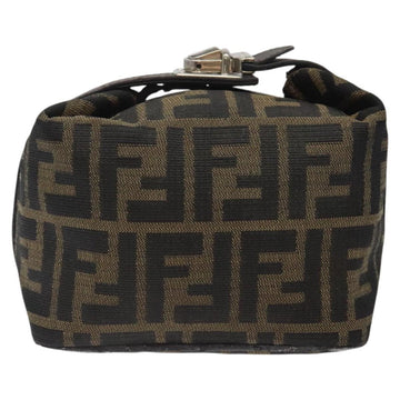 FENDI Zucca Canvas Hand Pouch BagBlack Brown Silver Auth ar13639 - 0