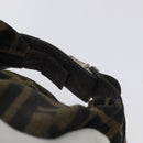 FENDI Zucca Canvas Hand Pouch BagBlack Brown Silver Auth ar13639-7
