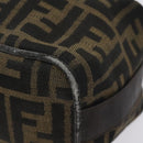 FENDI Zucca Canvas Hand Pouch BagBlack Brown Silver Auth ar13639-8