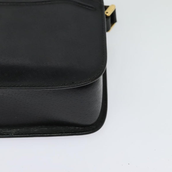 GUCCI Shoulder Bag Leather Black Gold 007 256 0051 Auth ar13650