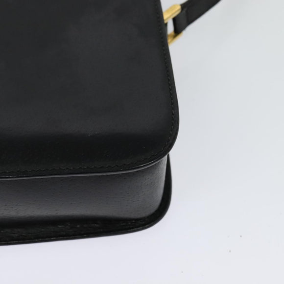 GUCCI Shoulder Bag Leather Black Gold 007 256 0051 Auth ar13650