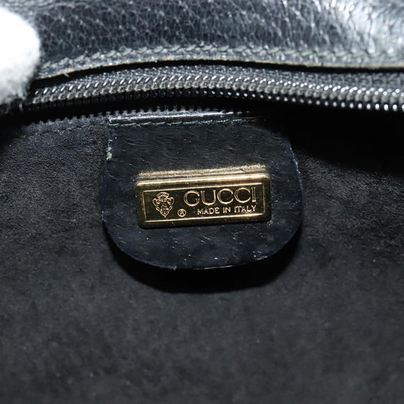 GUCCI Shoulder Bag Leather Black Gold 007 256 0051 Auth ar13650
