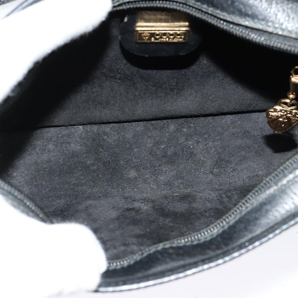 GUCCI Shoulder Bag Leather Black Gold 007 256 0051 Auth ar13650