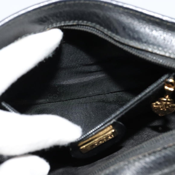 GUCCI Shoulder Bag Leather Black Gold 007 256 0051 Auth ar13650