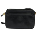 GUCCI Shoulder Bag Leather Black Gold 007 256 0051 Auth ar13650-2