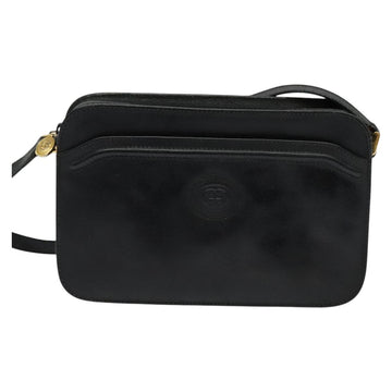 GUCCI Shoulder Bag Leather Black Gold 007 256 0051 Auth ar13650 - 0