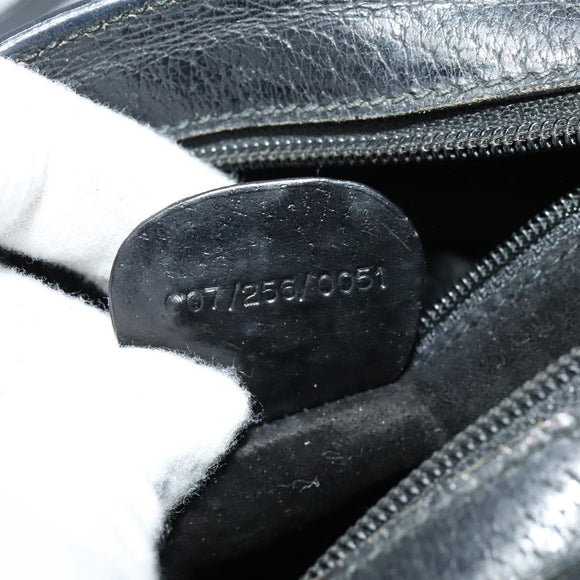 GUCCI Shoulder Bag Leather Black Gold 007 256 0051 Auth ar13650