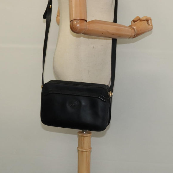 GUCCI Shoulder Bag Leather Black Gold 007 256 0051 Auth ar13650