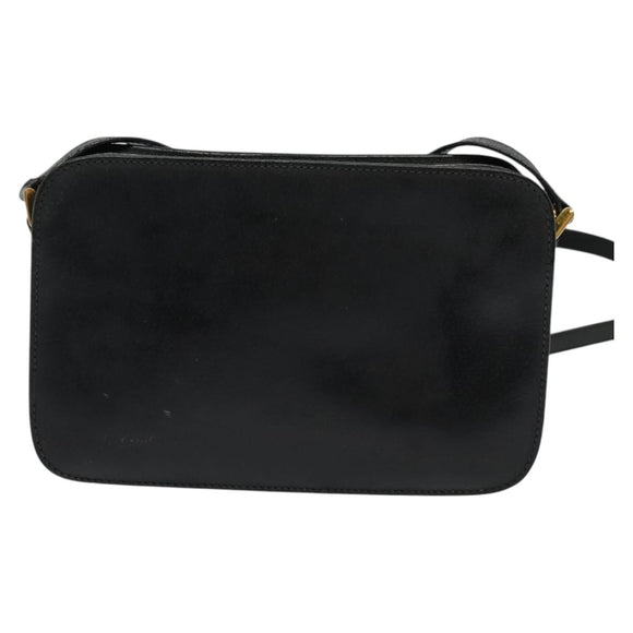 GUCCI Shoulder Bag Leather Black Gold 007 256 0051 Auth ar13650