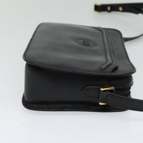GUCCI Shoulder Bag Leather Black Gold 007 256 0051 Auth ar13650