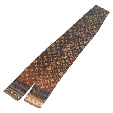 LOUIS VUITTON Bando Scarf Silk Brown LV Auth ar13654