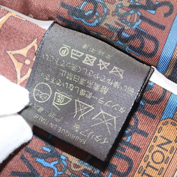 LOUIS VUITTON Bando Scarf Silk Brown LV Auth ar13654