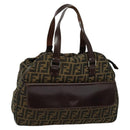FENDI Zucca Canvas Hand Bag Black Brown Auth ar13658-1