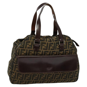 FENDI Zucca Canvas Hand Bag Black Brown Auth ar13658