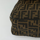 FENDI Zucca Canvas Hand Bag Black Brown Auth ar13658-9