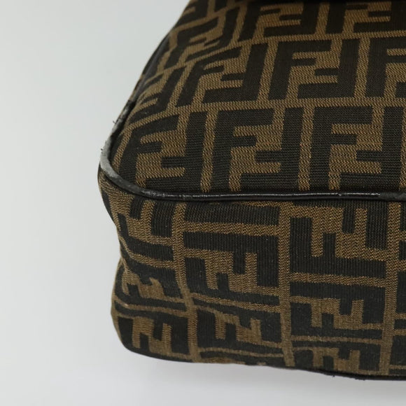 FENDI Zucca Canvas Hand Bag Black Brown Auth ar13658
