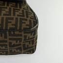 FENDI Zucca Canvas Hand Bag Black Brown Auth ar13658-14