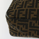FENDI Zucca Canvas Hand Bag Black Brown Auth ar13658-15