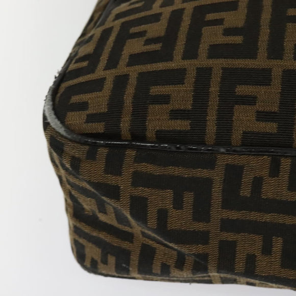 FENDI Zucca Canvas Hand Bag Black Brown Auth ar13658