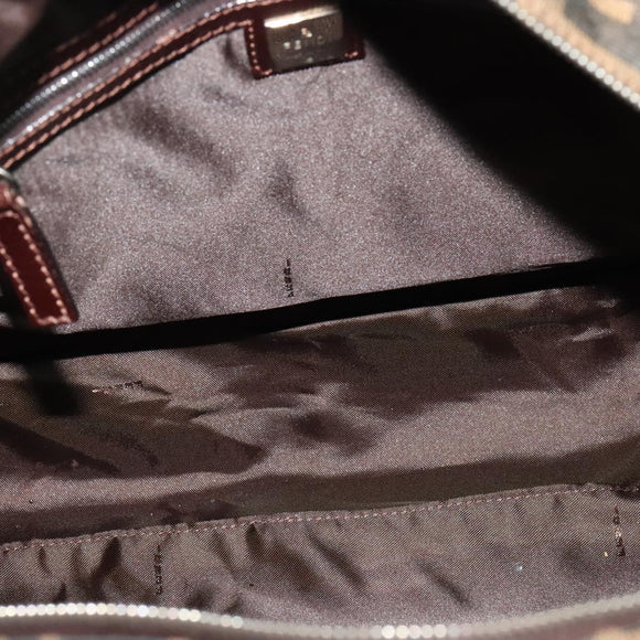 FENDI Zucca Canvas Hand Bag Black Brown Auth ar13658