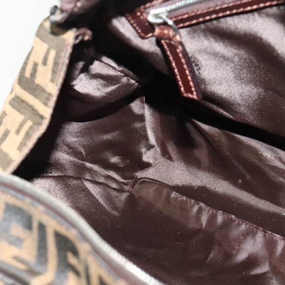 FENDI Zucca Canvas Hand Bag Black Brown Auth ar13658